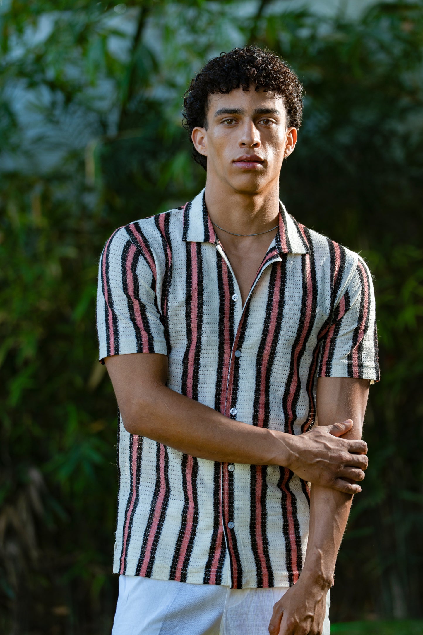 Blush Stripes Half Sleeve Shirt