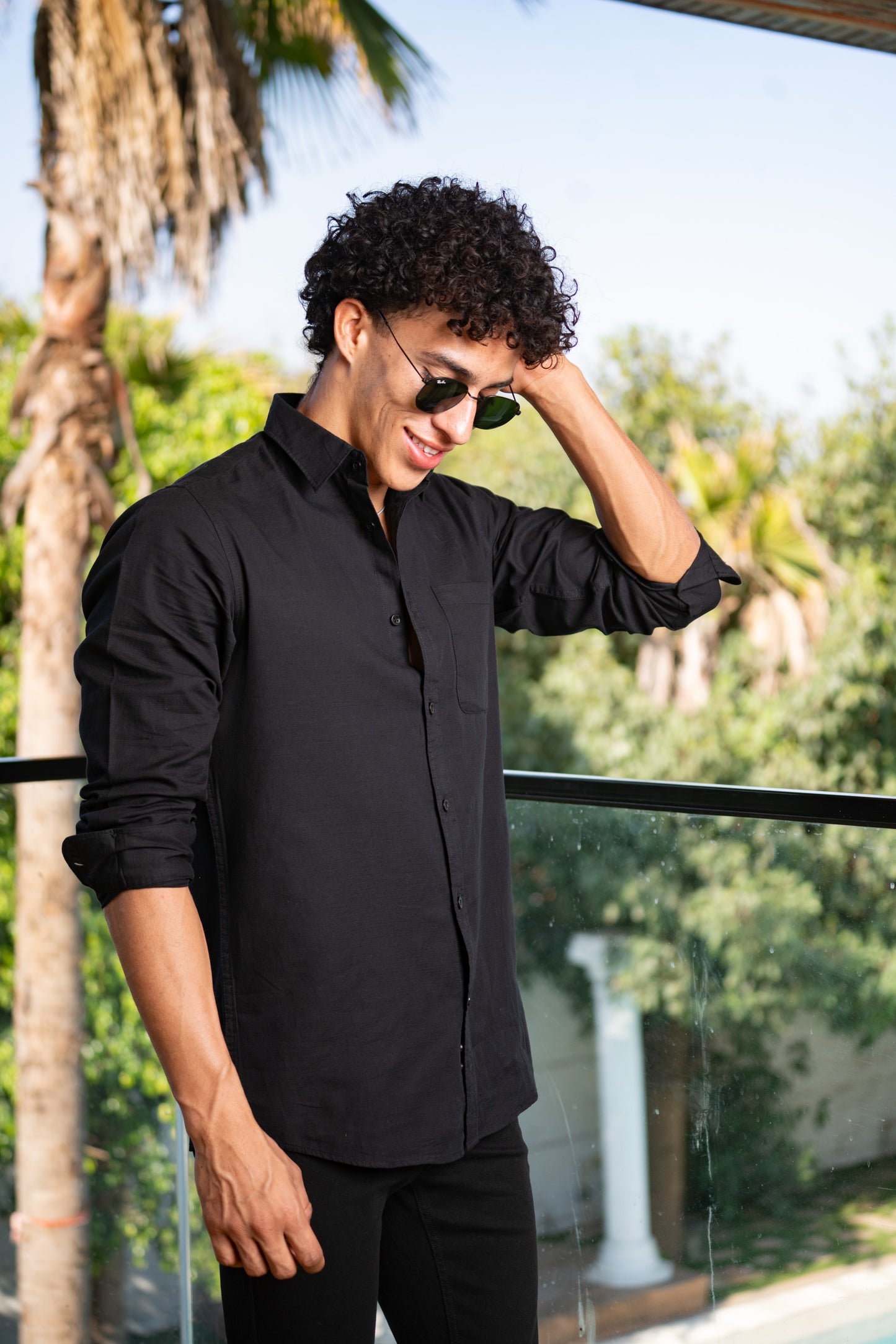 Men’s Linen Touch Black Shirt