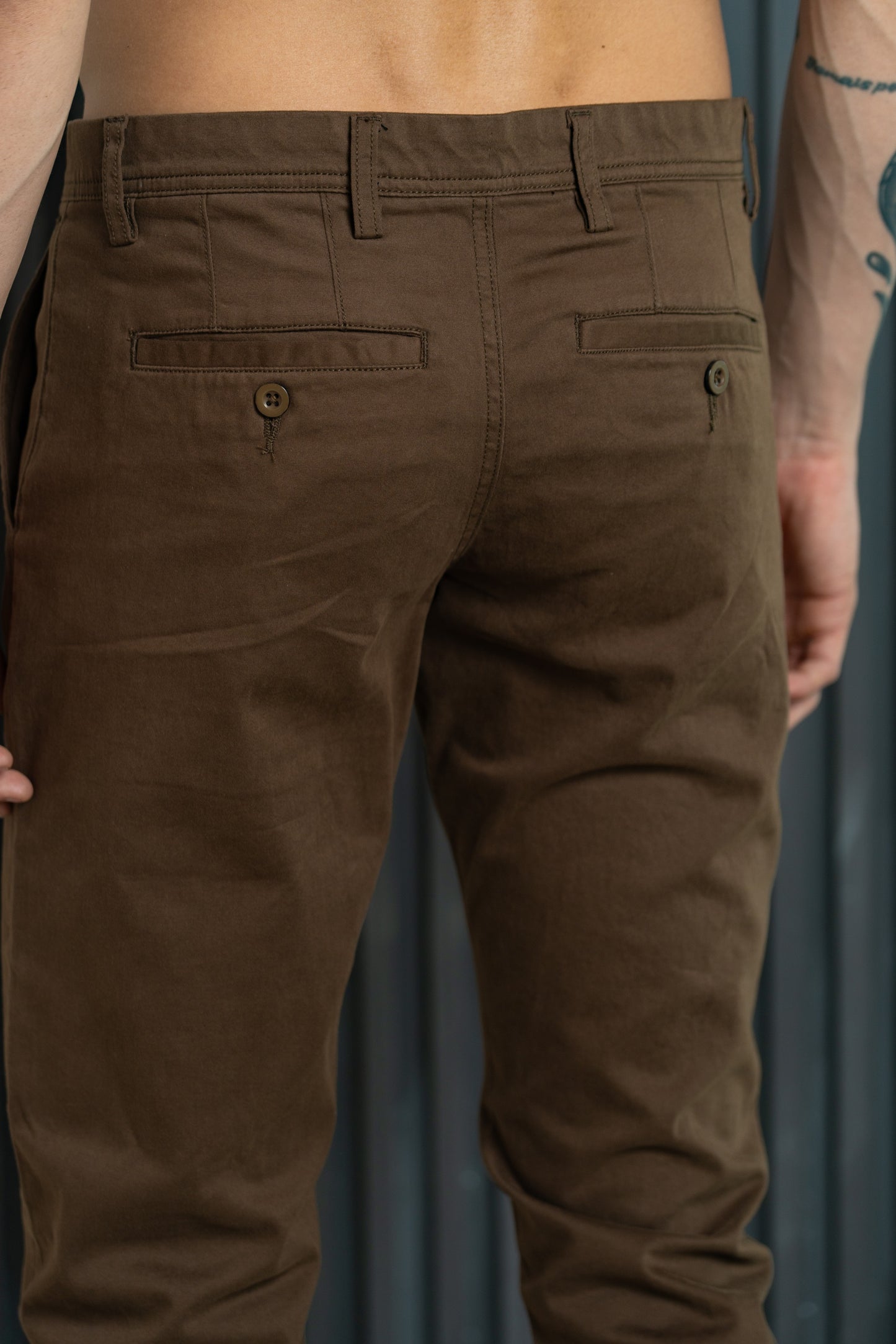 Men Straight Fit Chinos Pants - Brown