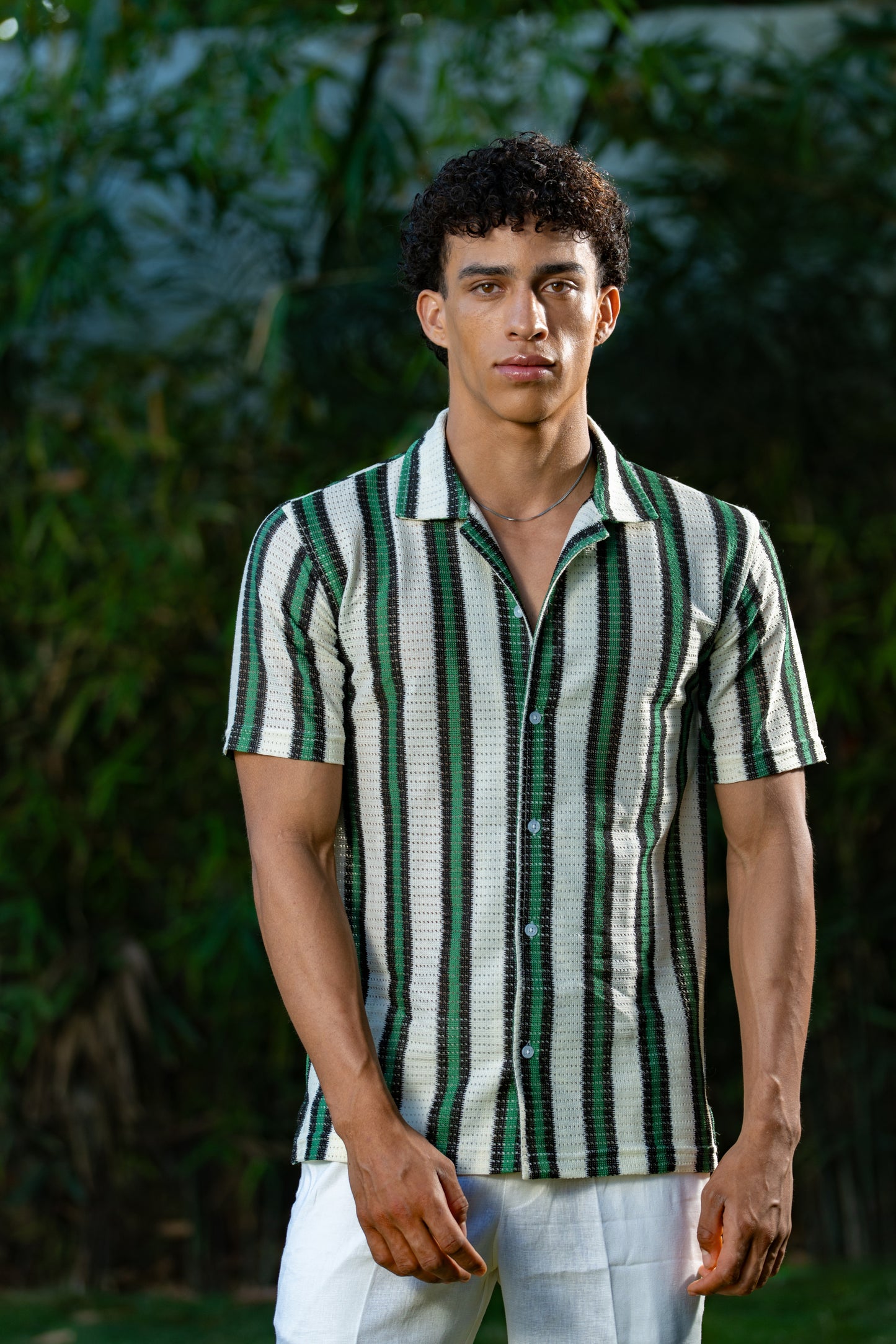 Fresh Vibe Half Stripe Shirt (Green)