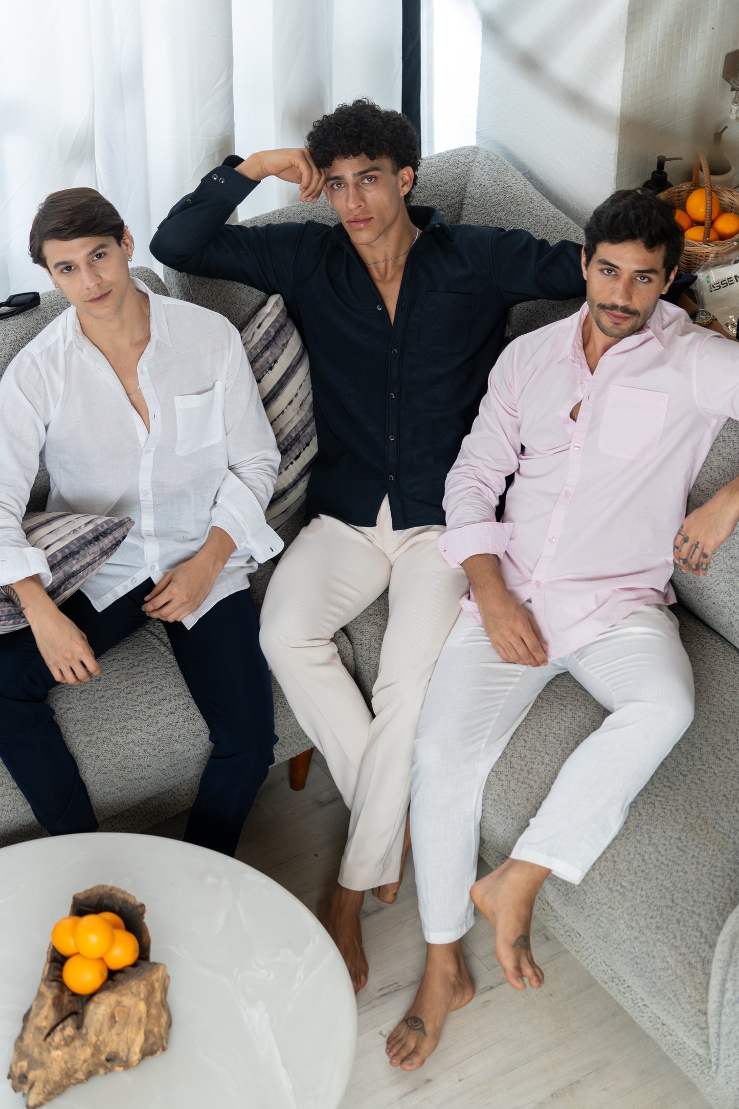 White Linen Blend Shirt