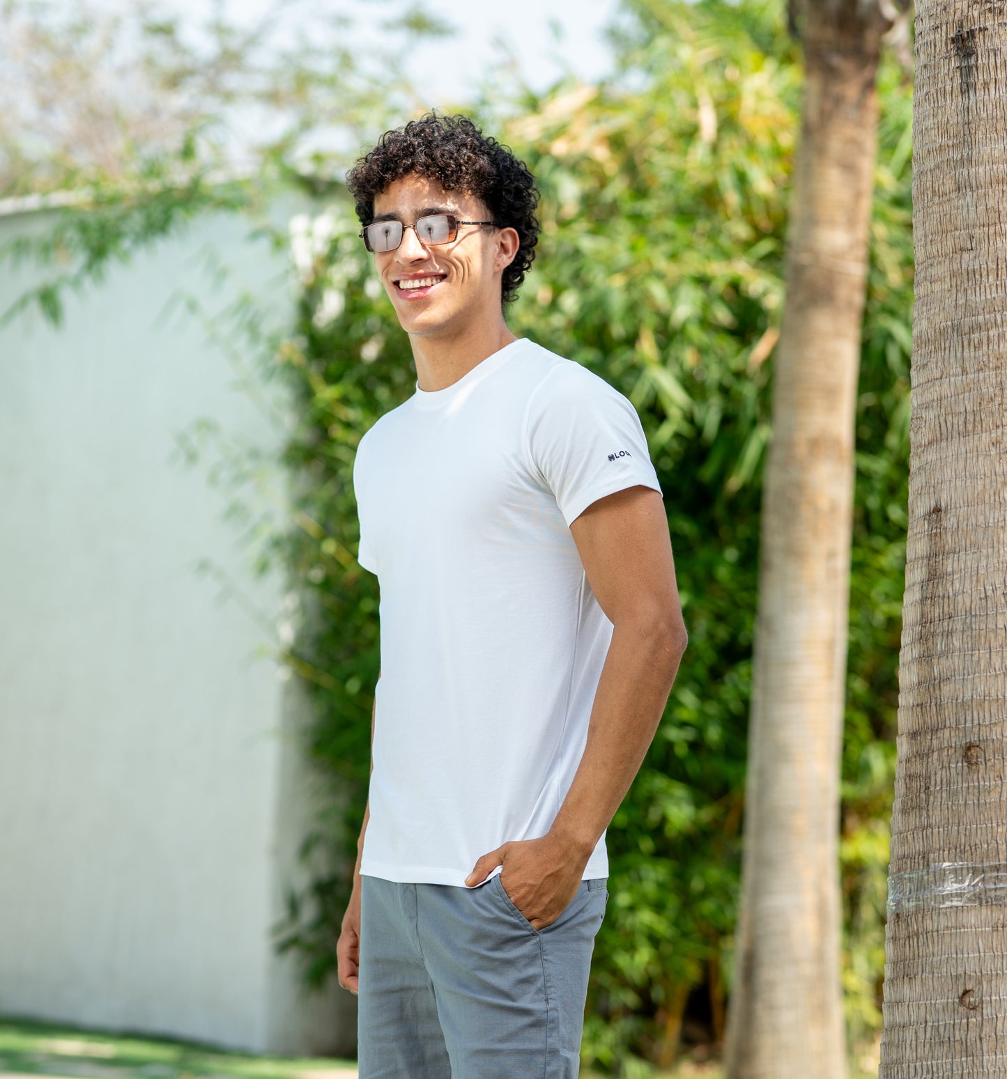 Loom Classic White Round Neck T Shirt (Side Logo)