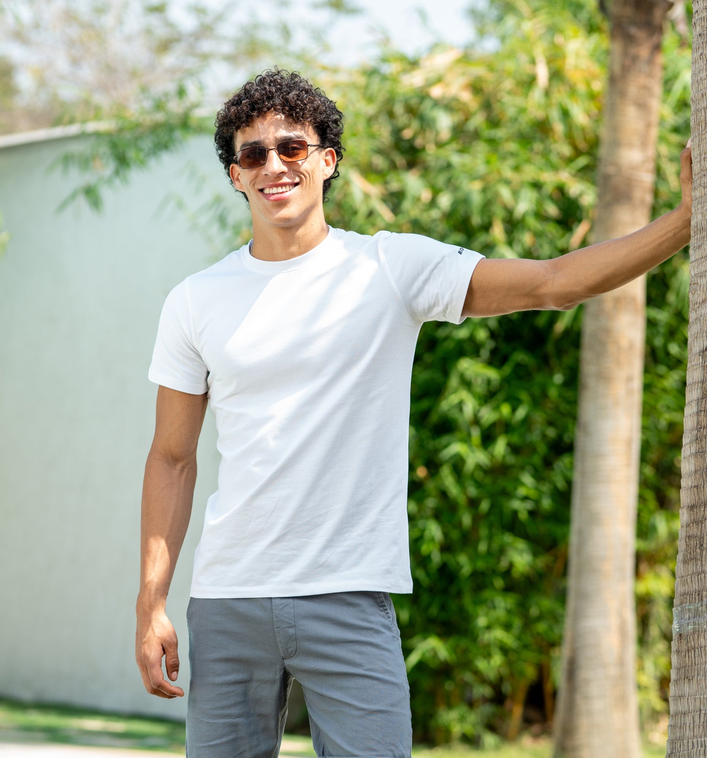 Loom Classic White Round Neck T Shirt (Side Logo)