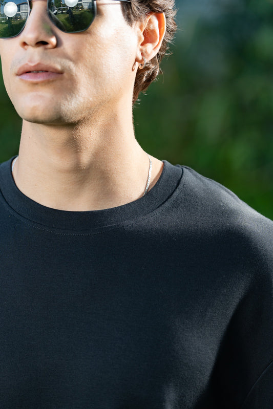 Loom Self-Textured T-Shirt – Jet Black