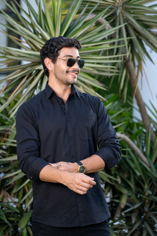 Loom Black Twill Classic Shirt