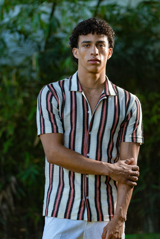 Blush Stripes Half Sleeve Shirt