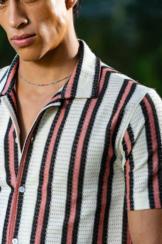 Blush Stripes Half Sleeve Shirt