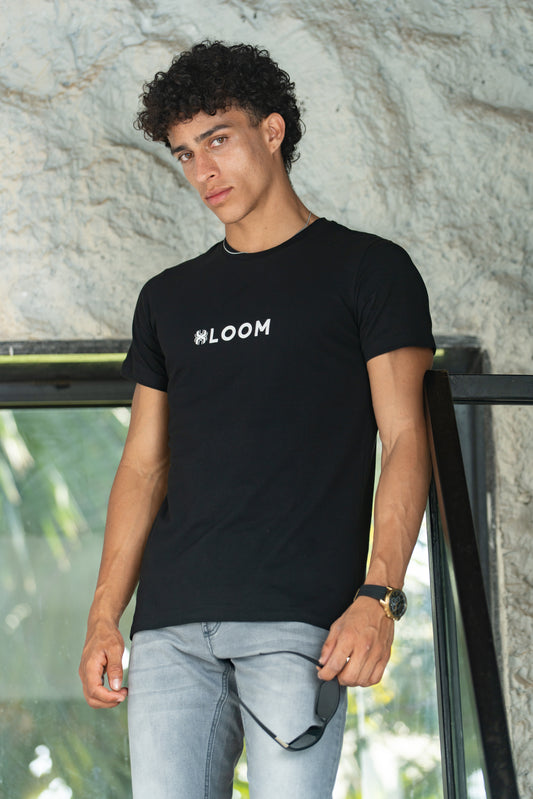 Loom Classic Black Round Neck T Shirt (Front Logo)
