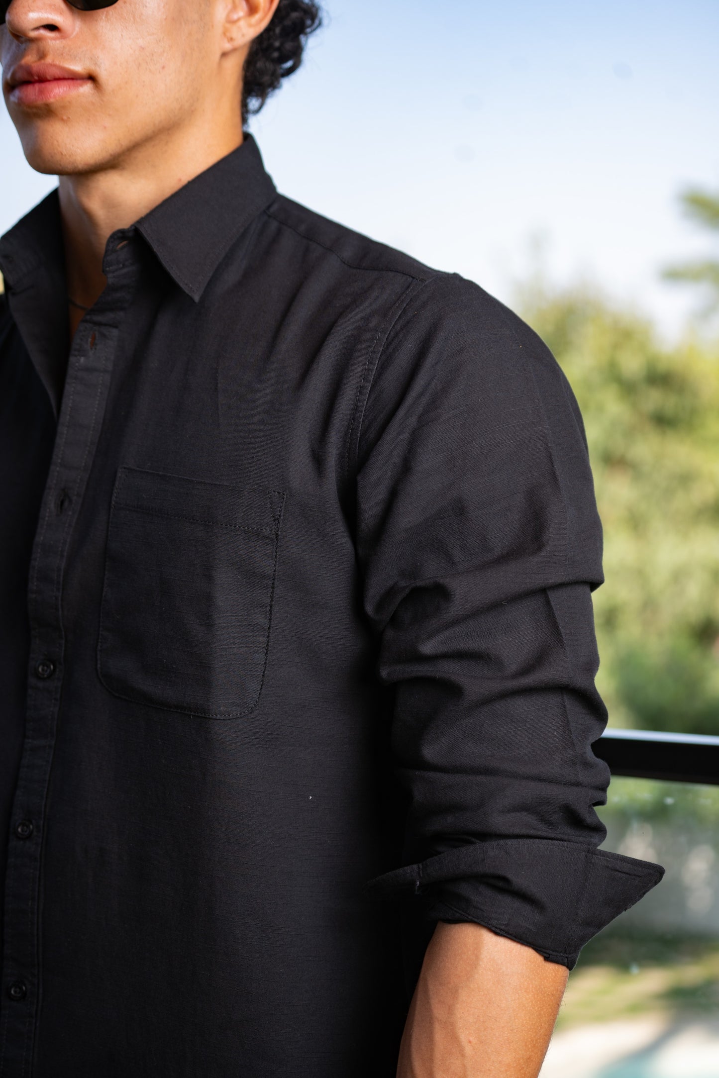 Men’s Linen Touch Black Shirt