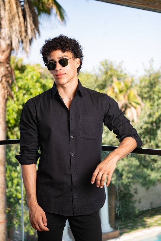 Men’s Linen Touch Black Shirt