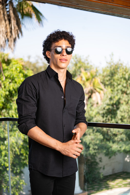 Men’s Linen Touch Black Shirt