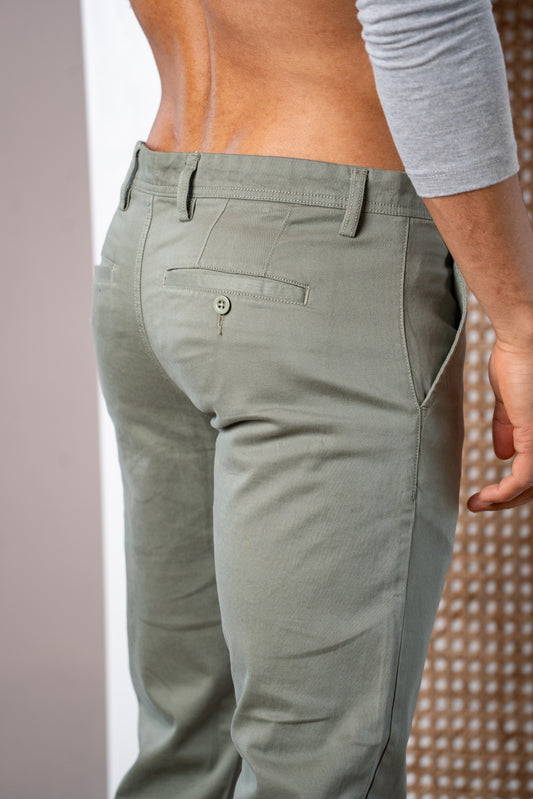 Men Straight Fit Chinos Pants – Olive Green