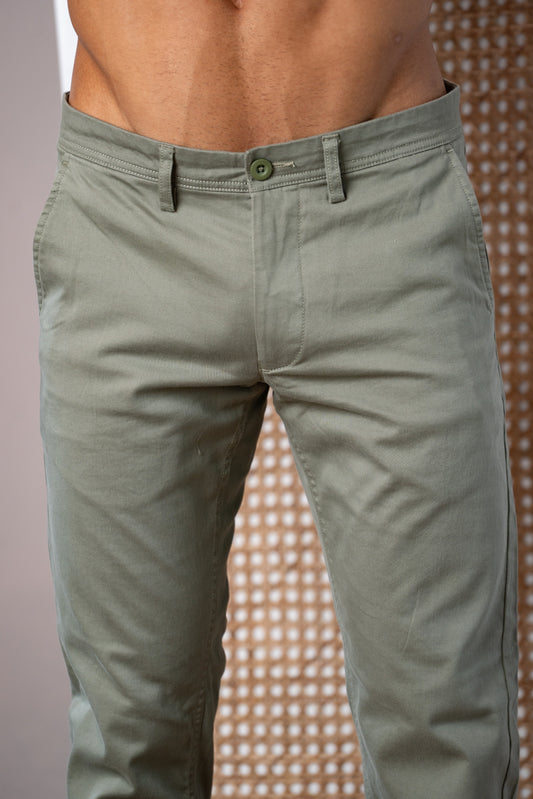 Men Straight Fit Chinos Pants – Olive Green