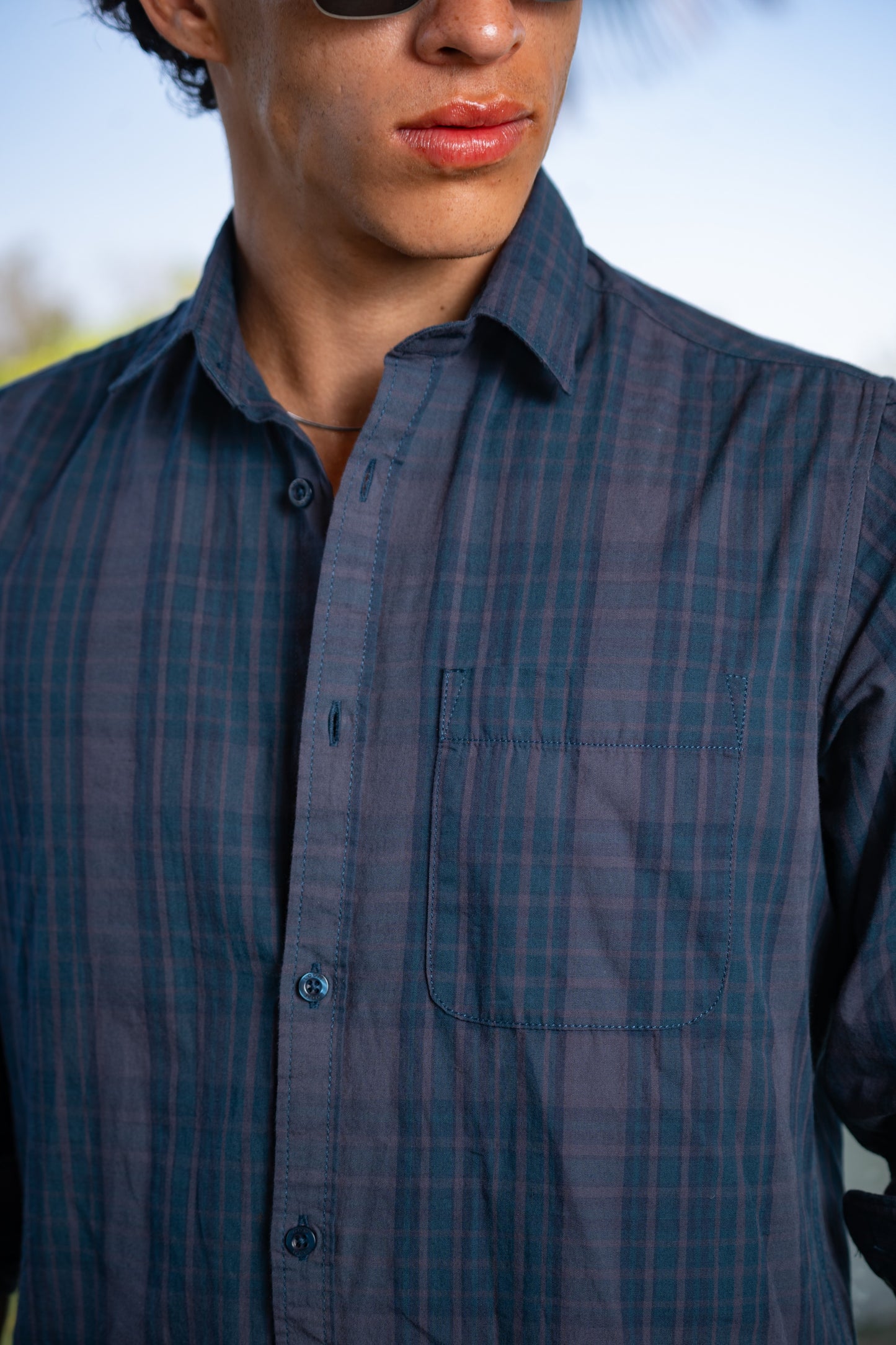 Cotton Checks Shirt (Light Blue)