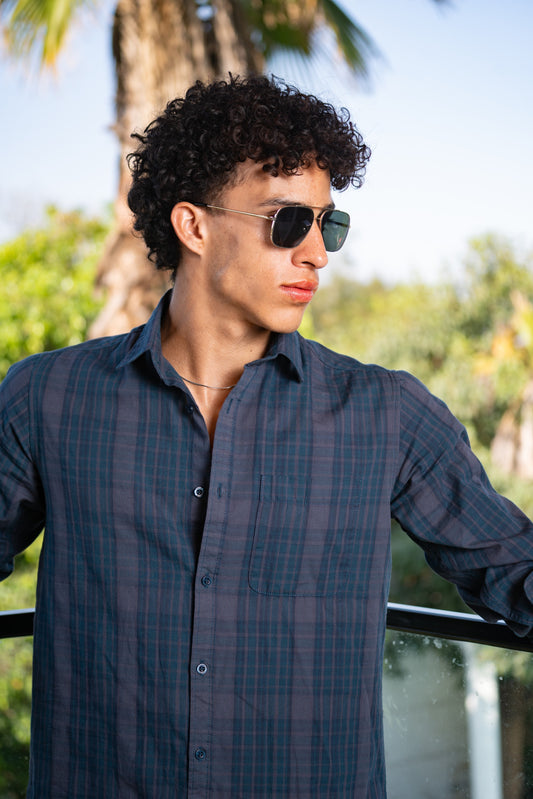 Cotton Checks Shirt (Light Blue)