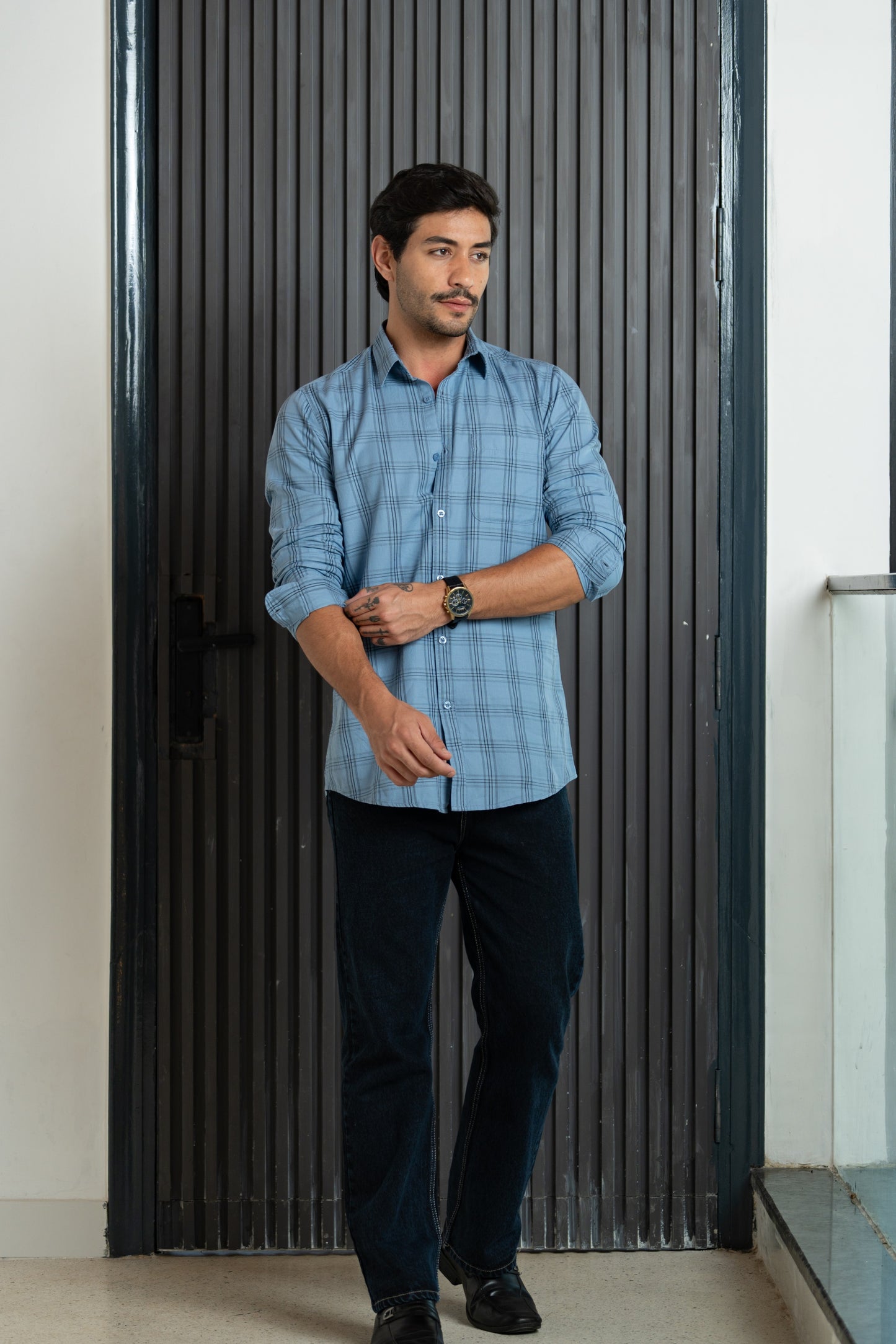 Cotton Checks Shirt (Blue)