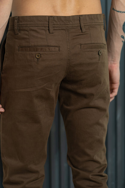 Men Straight Fit Chinos Pants - Brown