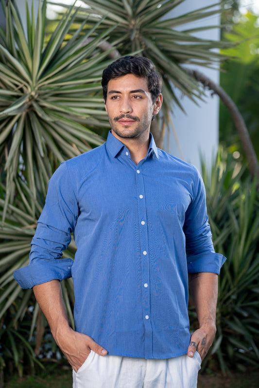 Loom Sunshine Cotton Plain Shirt – Blue