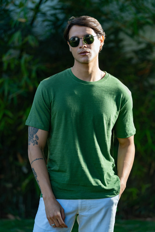 Loom Self-Textured T-Shirt –  Green