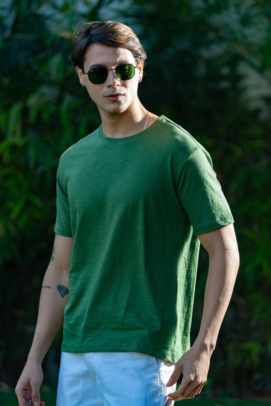 Loom Self-Textured T-Shirt –  Green