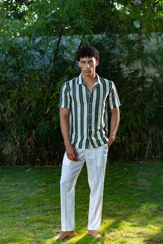 Fresh Vibe Half Stripe Shirt (Green)