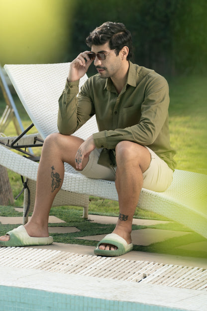 Olive Linen Blend Shirt