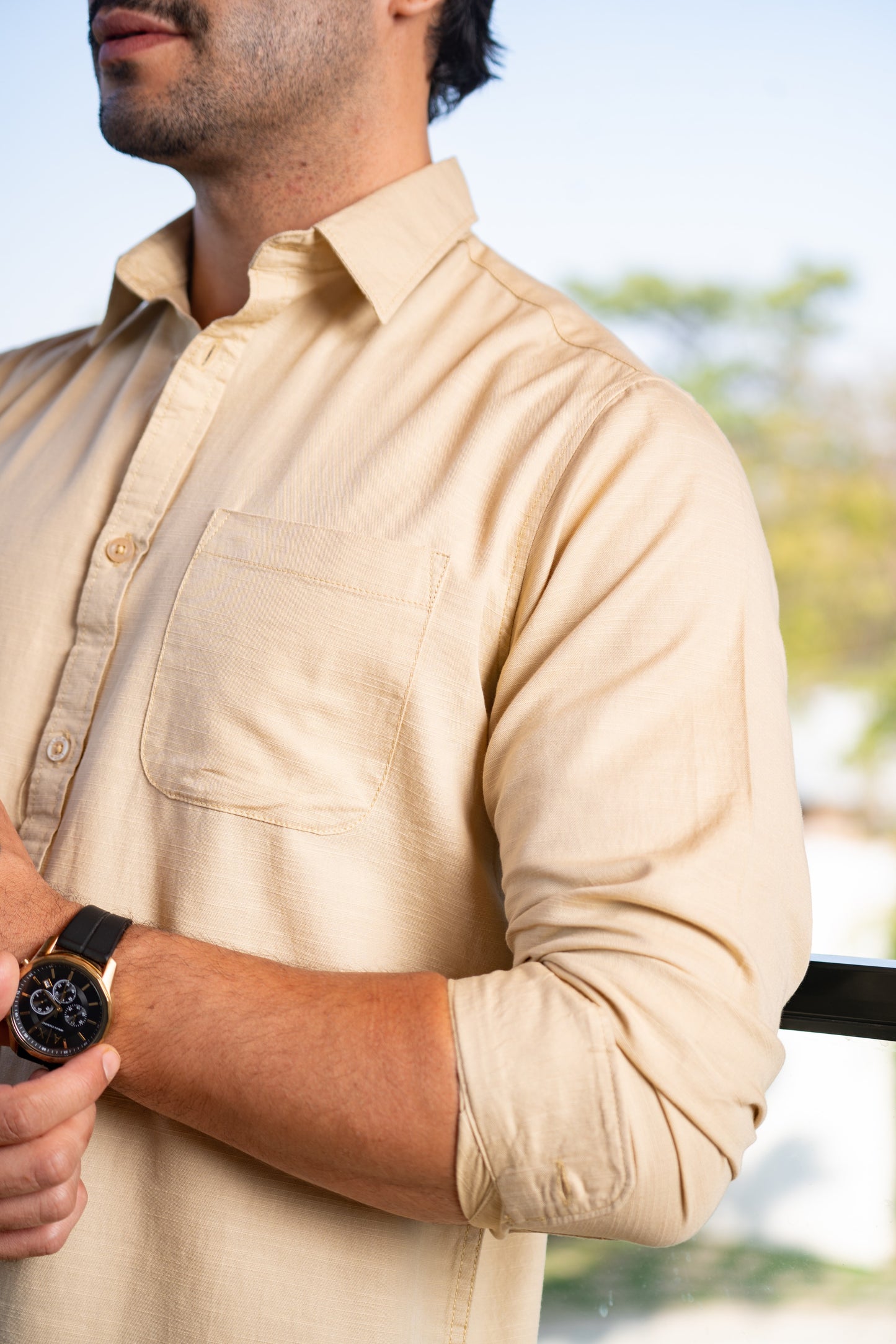 Men’s Linen Touch Beige Shirt