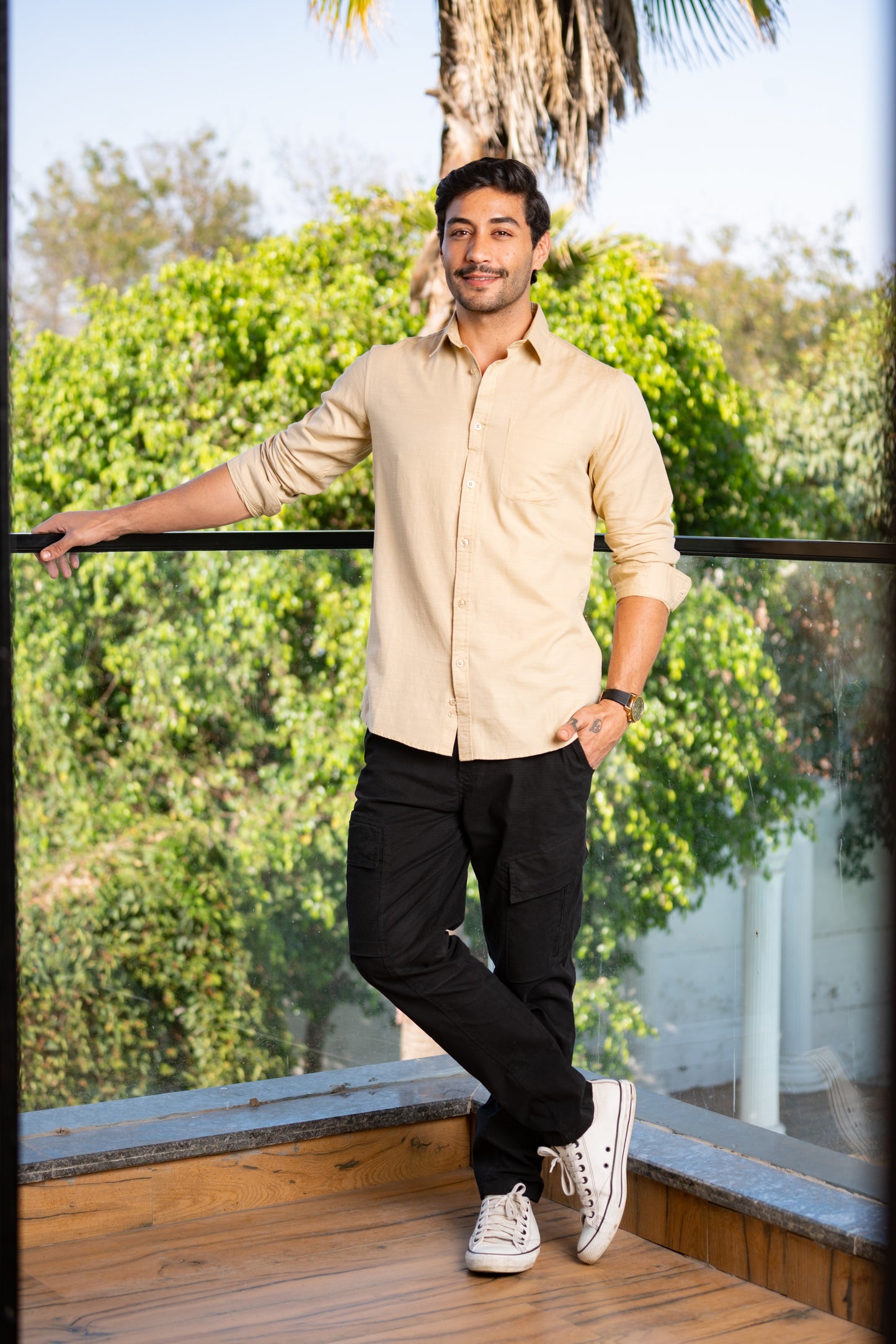 Men’s Linen Touch Beige Shirt