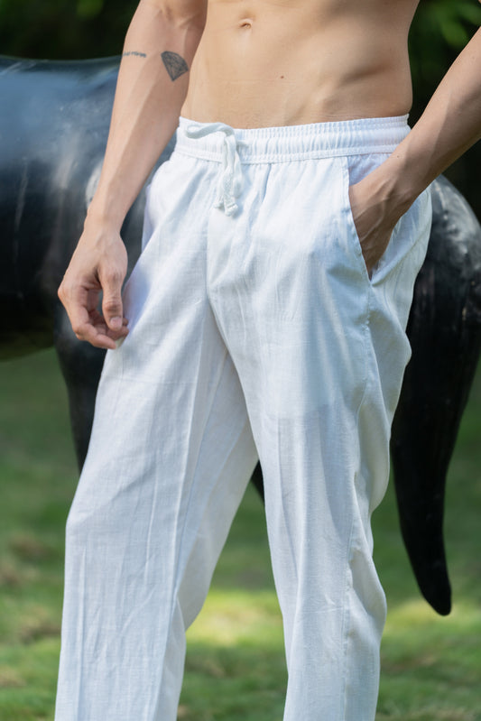 Linen Blend Pyjamas - White