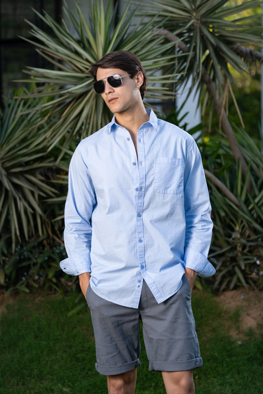 Loom Sky Blue Twill Classic Shirt