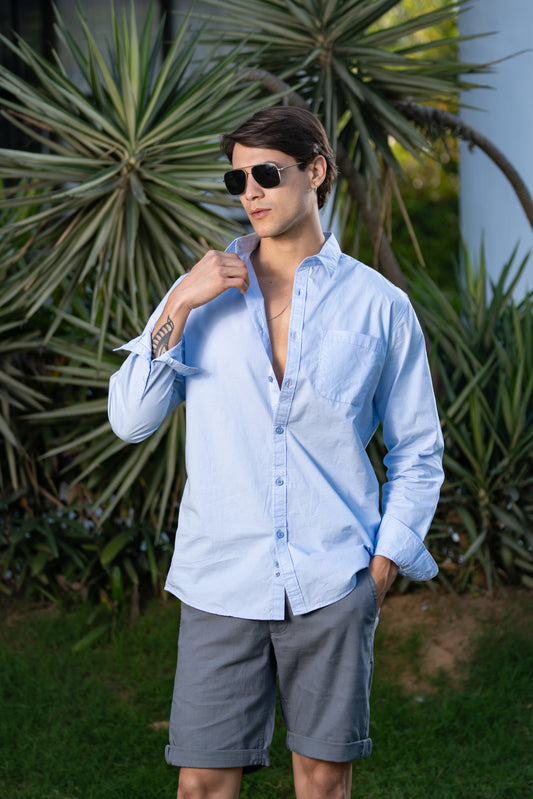 Loom Sky Blue Twill Classic Shirt