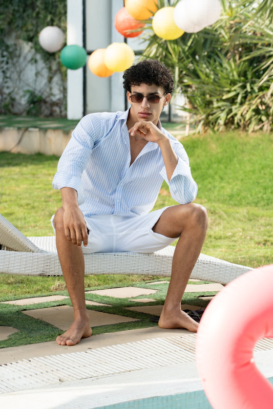 Loom Sky Blue White Stripe Shirt
