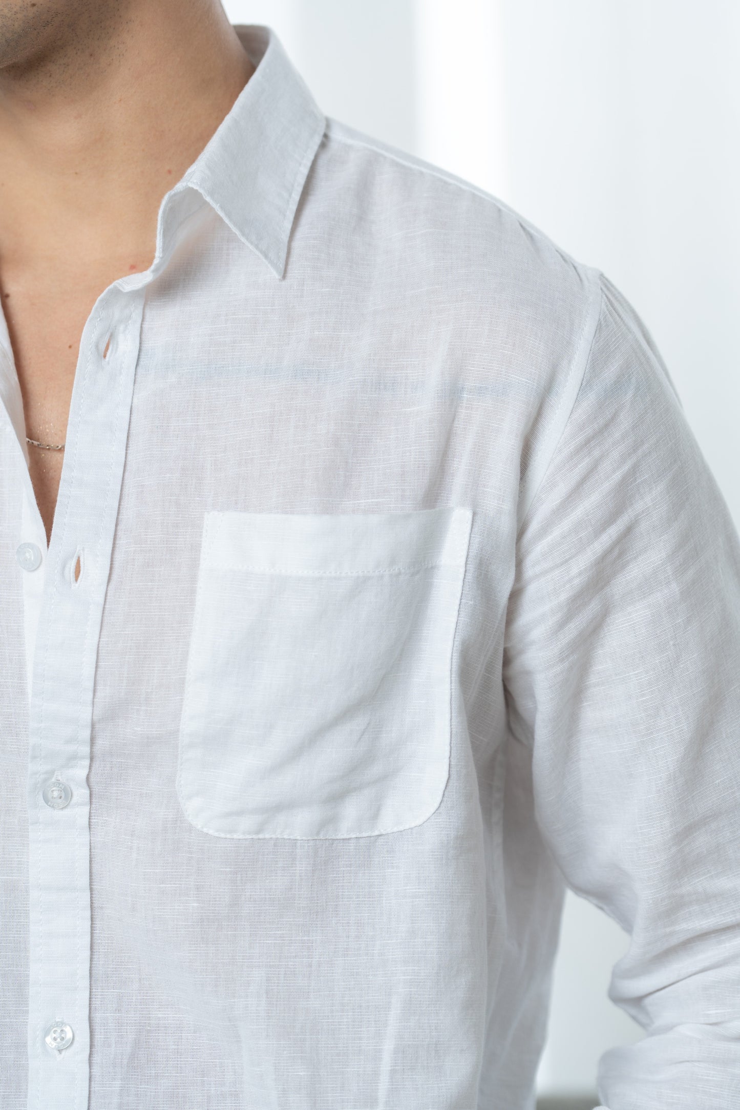 Men’s Linen Touch White Shirt