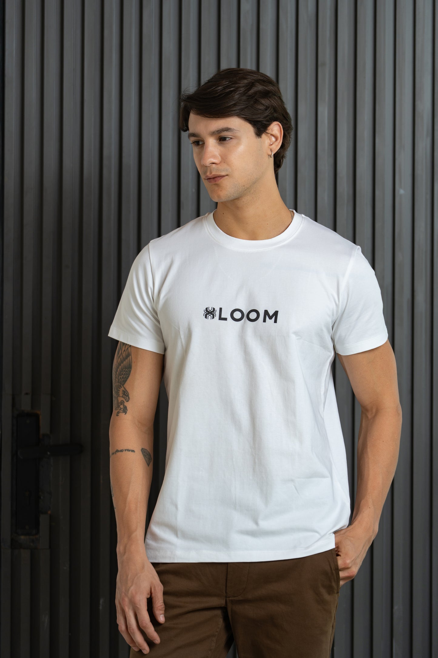 Loom Classic White Round Neck T Shirt (Front Logo)