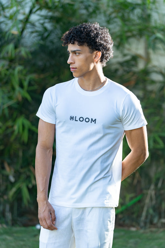 Loom Classic White Round Neck T Shirt (Front Logo)