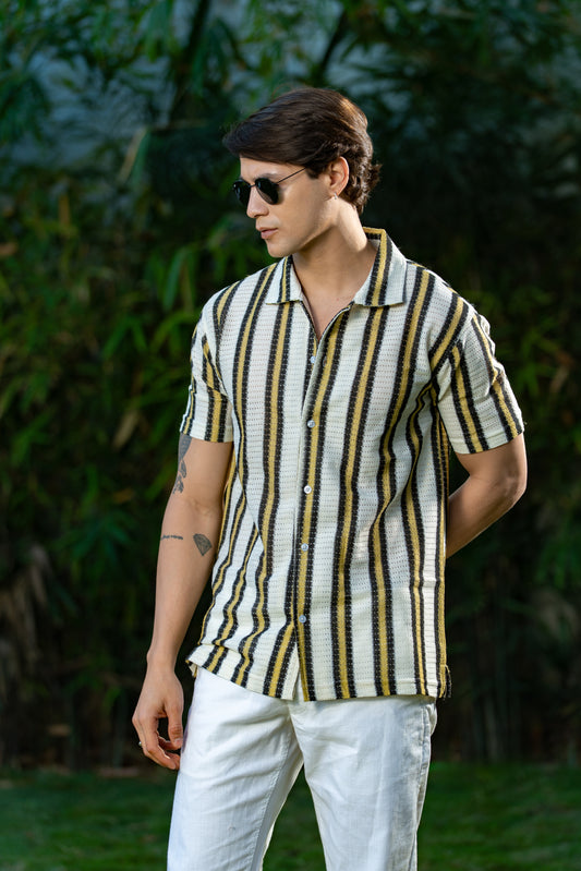 Radiant Vibe Half Stripe Shirt (Yellow)