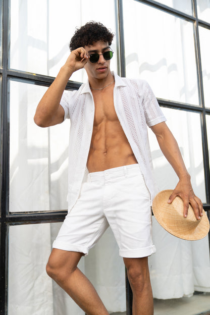 SeeStyle Half Net Shirt (White)