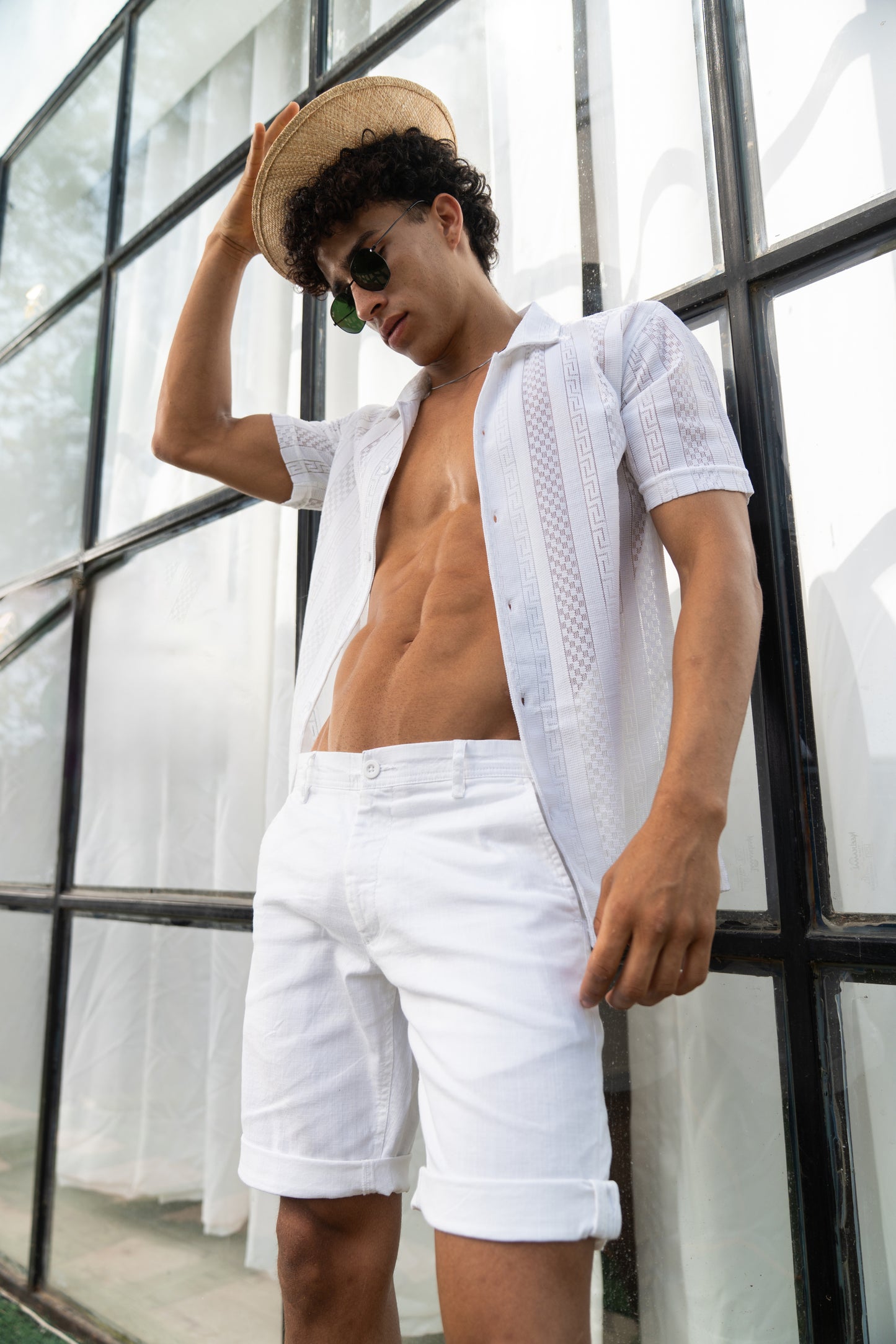 SeeStyle Half Net Shirt (White)